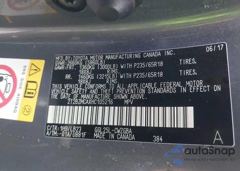 2017 Lexus Rx 350 z USA, uszkodzony, nr VIN 2T2BZMCAXHC105216